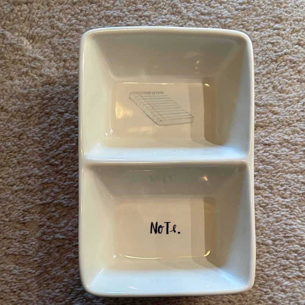 Rae Dunn Cream Ceramic Divided Tray